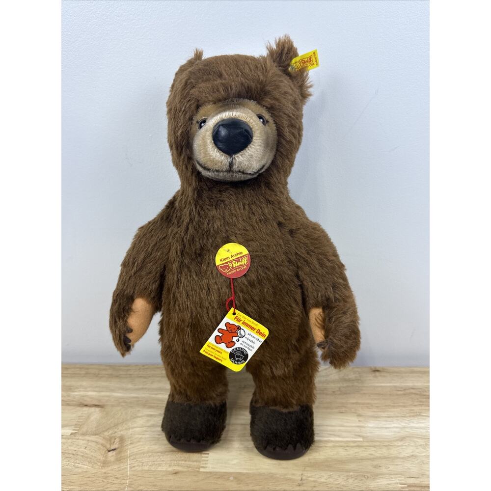 STEIFF Klein Archie Teddy Bear 15 inch Brown Genuine Mohair EAN 0140/38 Vintage